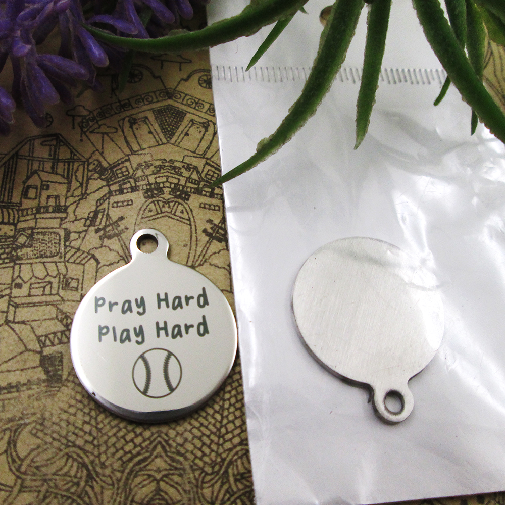 

40pcs--stainless steel charms"Pray Hard Play Hard" more style choosing DIY pendants fo necklace
