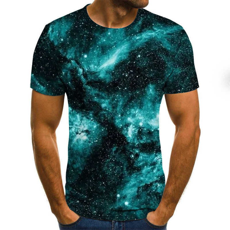 

2021 New Fashion Men's T-shirt Beautiful Starry Sky Tops Summer Round Neck Shirt Trendy Streetwear 3D Printed Short Sleeve Style X0621, Txu-1096