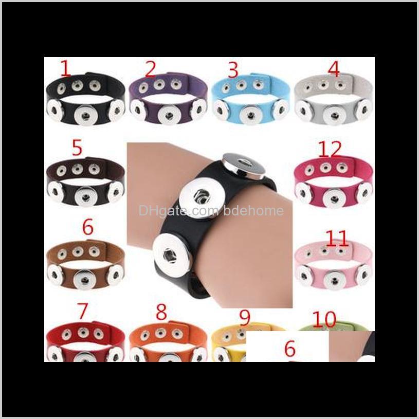

Leather Wrap 3 Snap Button Charm Bracelets 18Mm Noosa Ginger Snaps Interchangeable Bangle For Women Men Diy Jewelry Gift 2Jzpu Ymext, Golden;silver