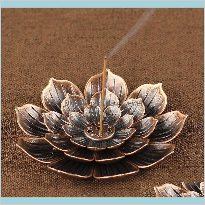 

Incense Burner Reflux Stick Incense Holder Home Buddhism Decoration Coil Censer With Lotus Flower Shape Bronze / Copper Zen Budd Tztst Zr3Fu