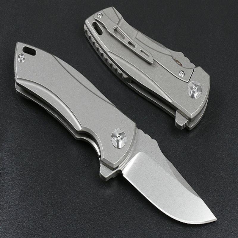 

High End Flipper Folding Knife M390 Stone Wash Drop Point Blade CNC TC4 Titanium Alloy Handle Ball Bearing Fast Open EDC Pocket Knives Ahwps