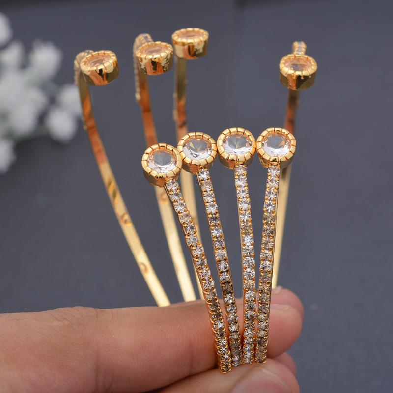 

Bangle 4Pcs/Set White Stone Dubai Ethiopian Gold Color Cuff Bangles For Women Girls Wife African Arab Bracelet Jewelry Holiday Gift