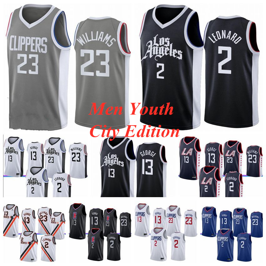 

Los AngelesClippersBasketball Jersey NCAA 2 Leonard Paul 13 George Jerseys 2021 Men Kids Youth Black White S-XXXL, As photo