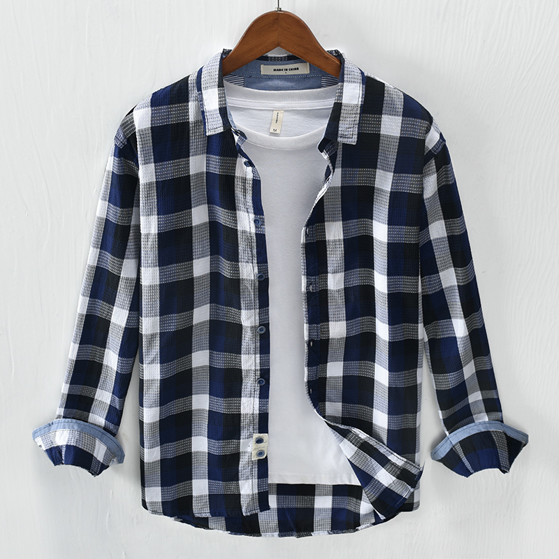 

2021 New Style Long-sleeved Brand Cotton Casual Fashion Shirts for Men Comfortable Loose Shirt Mens Chemise Camiseta Ti06, Wine red