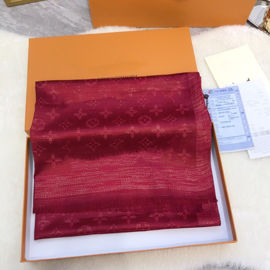 

2022 scarf designer Silk Scarfs women fashion gold thead pattern print designers thin Shawls without box180 -70