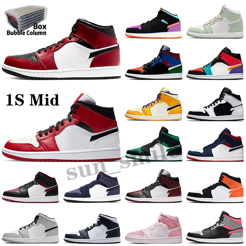 

Mens 1 Mid University Blue bordeaux 1s basketball Shoes Barely rose pollen hyper royal dark mocha seafoam UNC men women Designer sneakers, Color 13