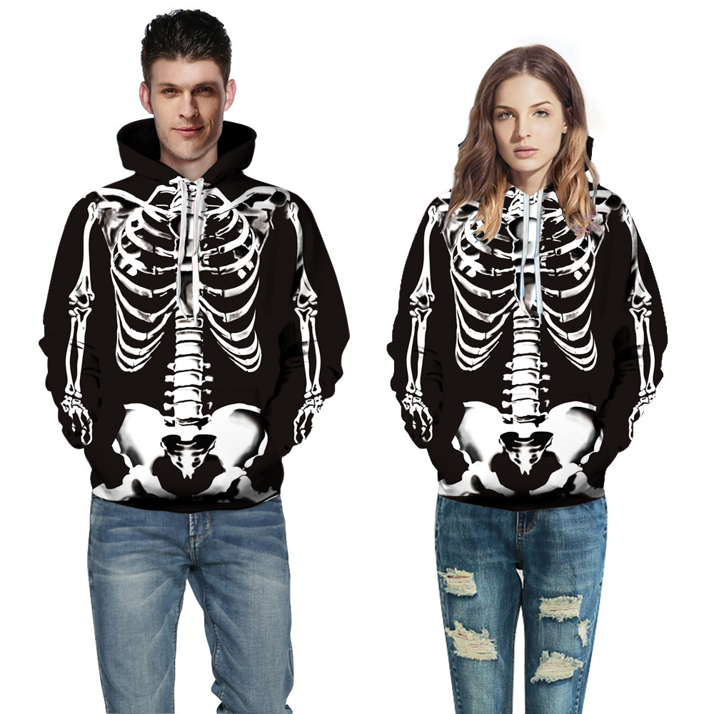 

Unisex Oversize Sweatshirts Skull Printed Happy Halloween Long Sleeve Hoody Jumper Pullover Top Blouse Autumn Winter Casual Hoodie Sweatshirt, Black