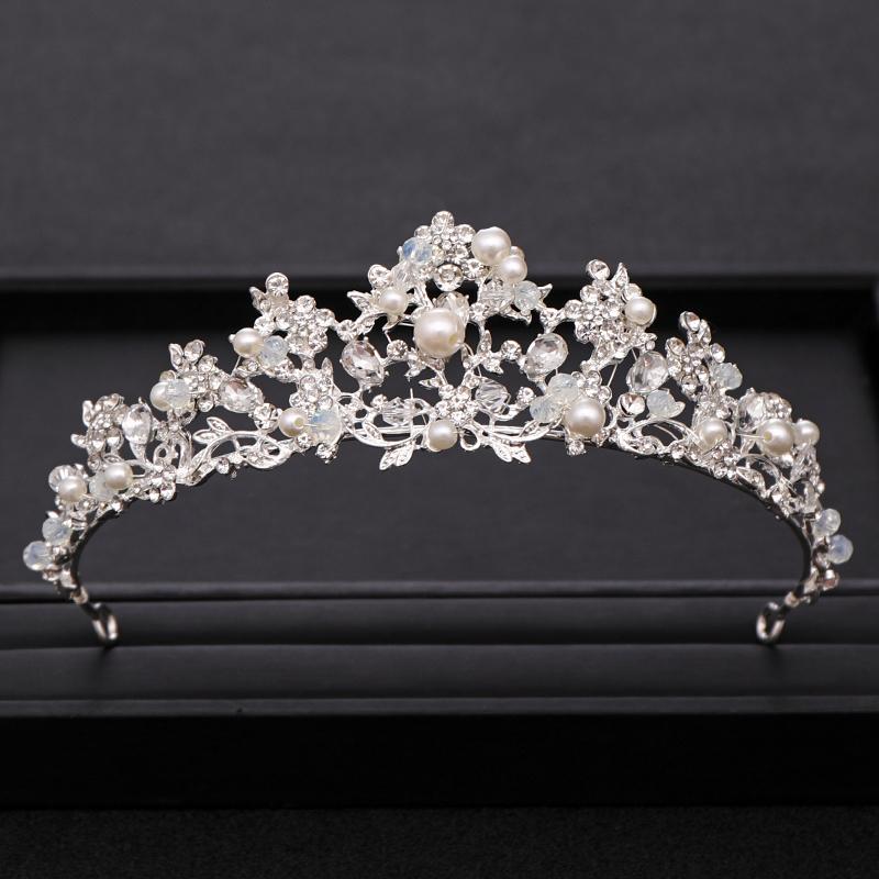

Hair Clips & Barrettes AiliBride Pearl Crystal Silver Color Princess Tiara And Crown Wedding Ornaments Bridal Headpiece Women Party Jewelry, Golden;silver
