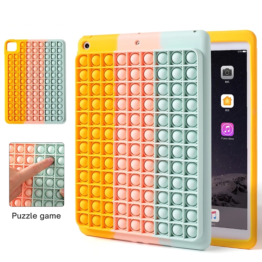 

Push Pop Bubble Fidget 3D Decompression Case For Ipad Pro 12.9inch 10.2inch 11inch Soft Silicone Rainbow Back Mobile Cover Poping It Coque S