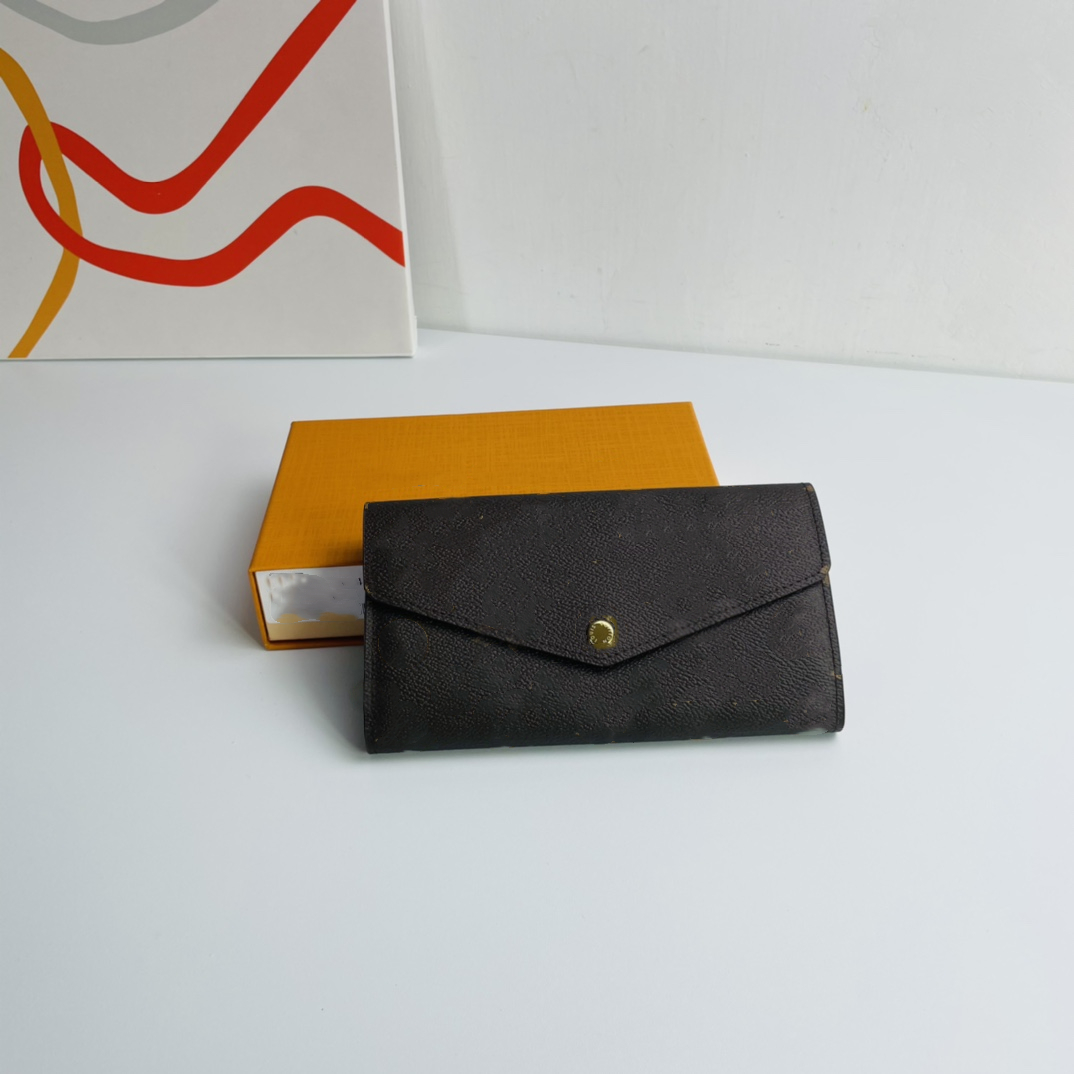 

Mona_bag Designer Women's Long Wallet Envelope Flap High Quality Womens Fashion Envelope-style Card Holder Case Iconic Brown Waterproof Canvas N60114 size19cm, Red