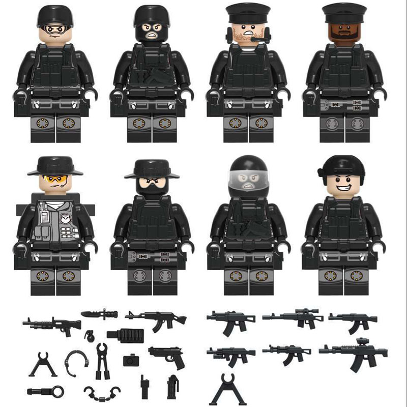 

Building Blocks Cool SWAT City Police Mask Body Armor Little Men Doll Action Figure Educational Toy for Children Boy army police Block assembling minifigures