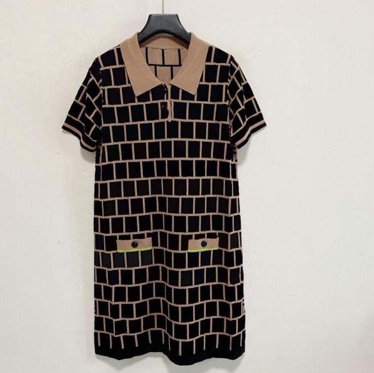 

Women Casual Dresses Classic Knit Dress Fashion Letter Pattern Summer Short Sleeve High Quality Womens Clothing, Black;gray