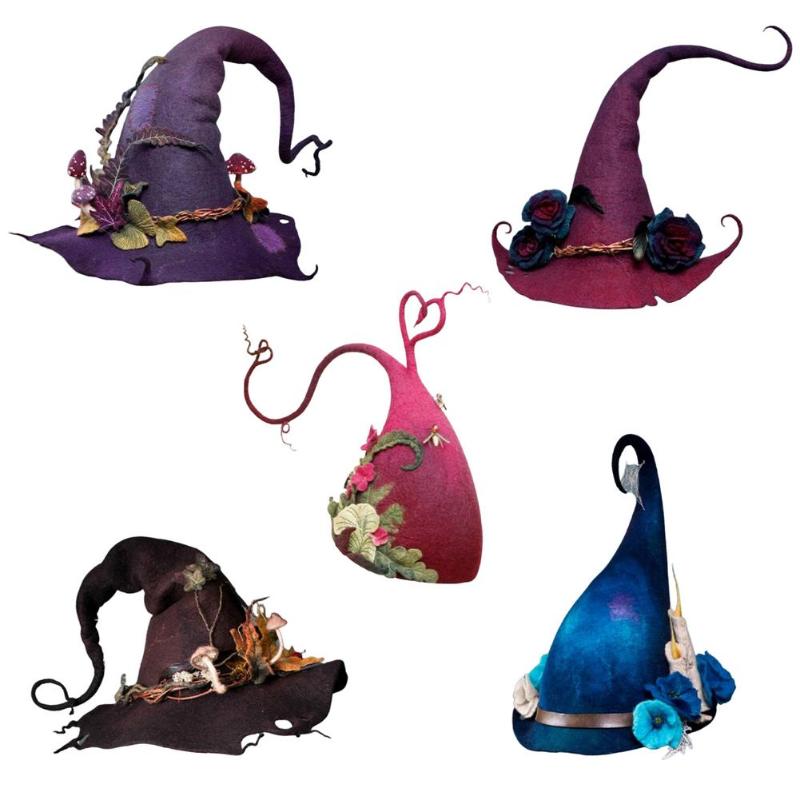 

Party Hats Halloween Felt Witch Decoration Peaked Hat Cosplay Magic Wizard For Clothing Prop