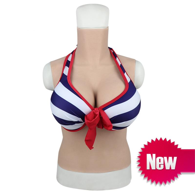 

Women's Shapers Silicone Vest Transgender Crossdresser Artificial Fake Breast Form E Cup Shemale Reality Crossdressing Boobs, White