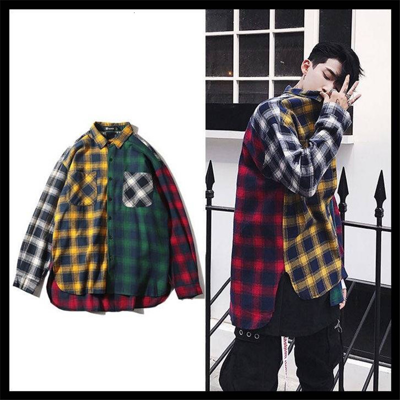

2021 New Manga Longa Es Dimenses Camisa Das Mulheres Dos Homens De Flanela Xadrez Casuais Harajuku Rebarba Tira Camisas Wq13, 15