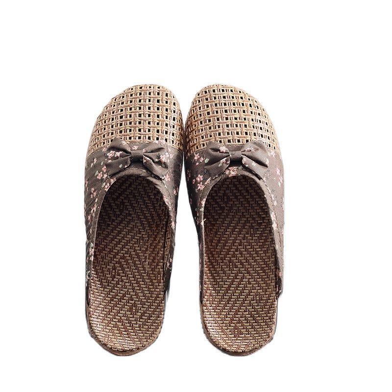 

Slippers Women's Breathable Home Non-Slip Ya Straw Woven Couple Linen