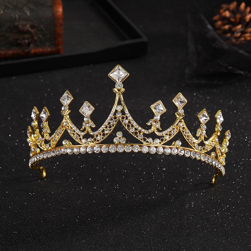 

Hair Clips & Barrettes Fashion Korean Style Crown Alloy Hoop Handmade Bridal Headwear Manufacturer Direct Queen Headgear, Golden;silver