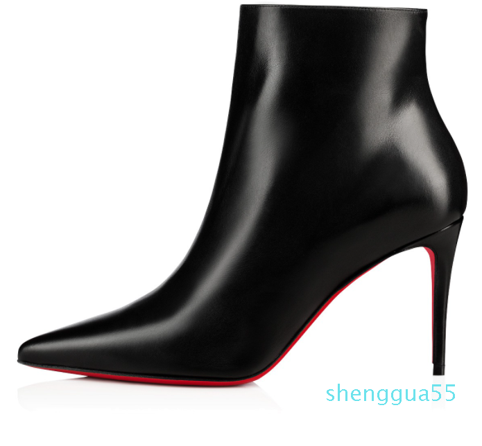 

Brand Women Pumps Boot calfskin shoes red bottom ankle boots So-Kate Booty 85mm Heel Side zip Black suede/leather Luxury designer shoe