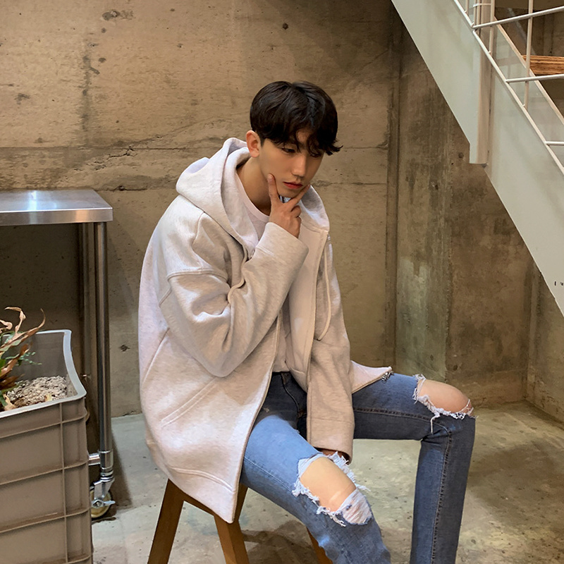 

Men's Autumn Sweatshirts Hooded Cardigan Zipper Causal Sport Coat Korean Trend Fashionr Loose Basic Tops 2021 New, Black;brown