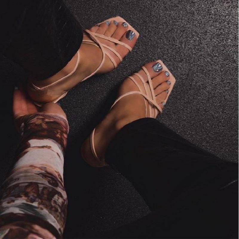 

High Heels Women Sandals Summer Transparent Open Toe Ankle Strap Ladies Shoes Crystal Clear Stiletto Gladiator Party Sandals, Black