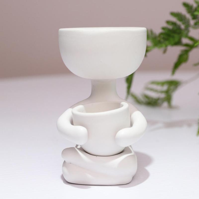 

Vases Humanoid Ceramic Plant Pot Office Flower Vase Creative DIY Succulent Plants Mini Cute Garden Decor Nordic Modern