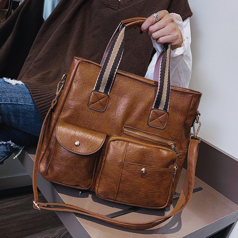 

Vintage Fashion Handbags 2021 Women Bags Luxury Shoulder Cross Body Big Bag Black Soft Leather Messenger Bags Female Tote Purses, Black women bags