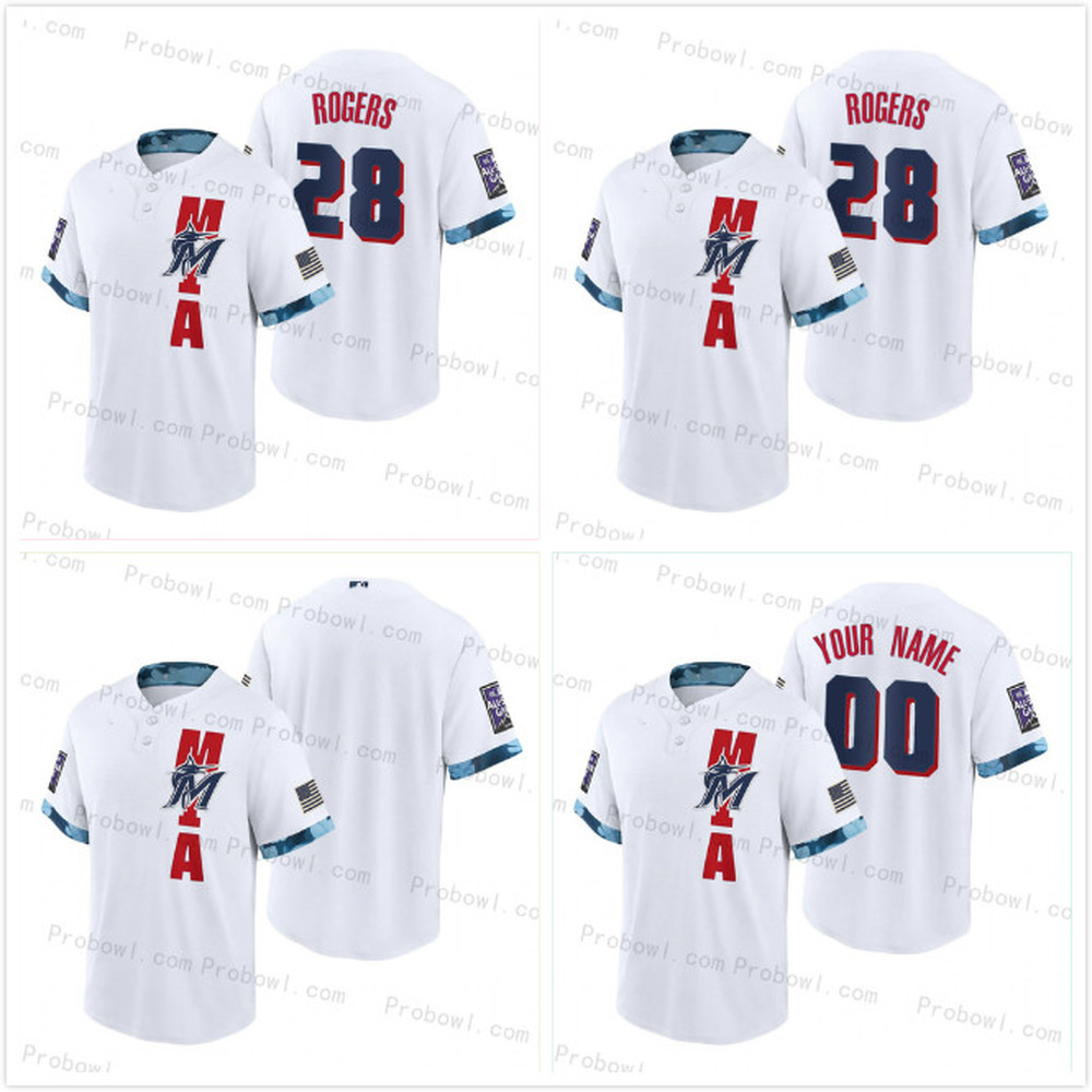 

2 Jazz Chisholm Jr. Marlins Baseball Jersey Trevor Rogers Customize Miami Trevor Rogers Miguel Rojas Anderson Adam Duvall Any Name- Full Sti, Blue;black