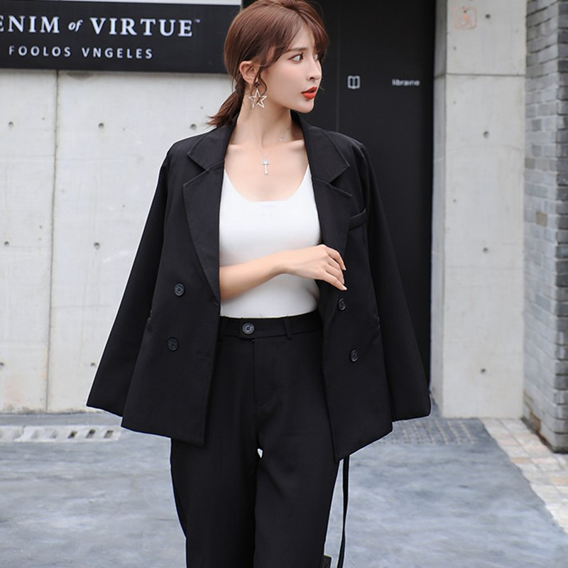 

ZAWFL Autumn Winter Fashion Sexy Women'S Double-Breasted Jacket & Pants 2 Two-Piece Office Celebrity Party Set 210525, Picture color