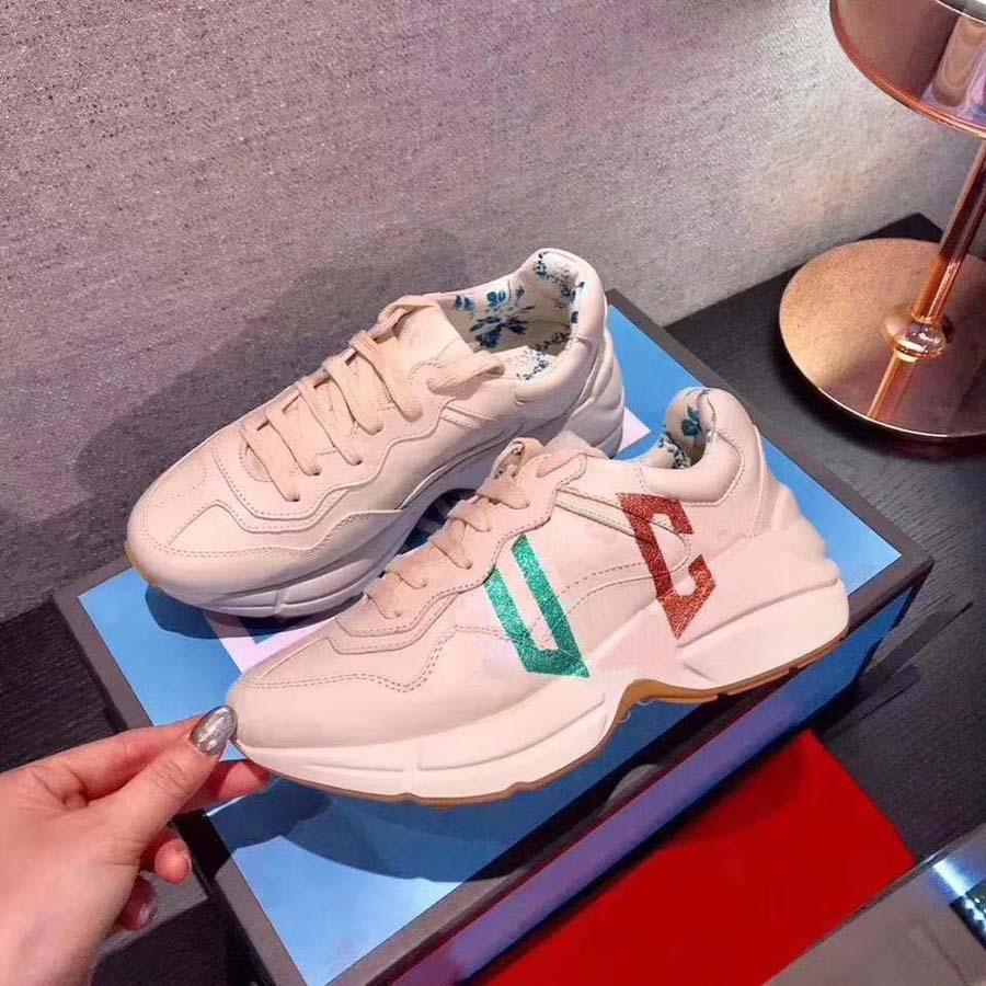 

durable casual man and women shoes Rhyton Sneakers Beige Trainers Vintage Luxury Chaussures Ladies Shoe Designers Sneaker with box size 35-44 08, #21