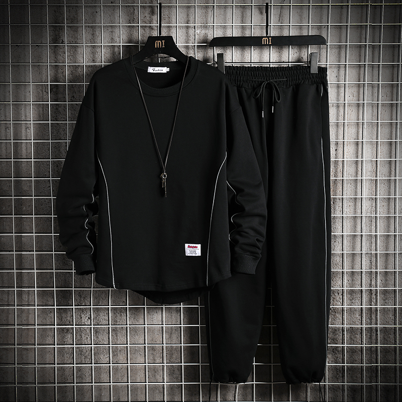 

2021 New Men's Sportswear Tracksuit Hip Hop Streetwear Sweatshirts + Sweatpants Black Cotton Hoodie Joggers Pants Sets Men Suits Rf0c Ul2i, Gray