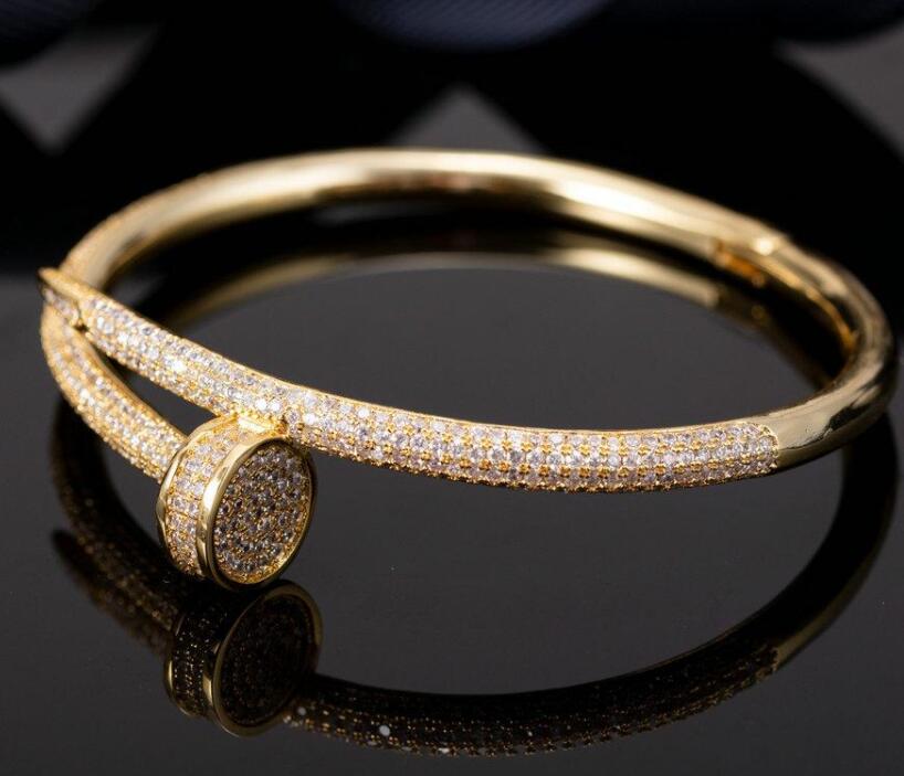 

50%off Cuff Bracelet Women 18k Gold Plated Love Bangle Full Diamond Bracelets Jewelry For Gift 16.5cm without box