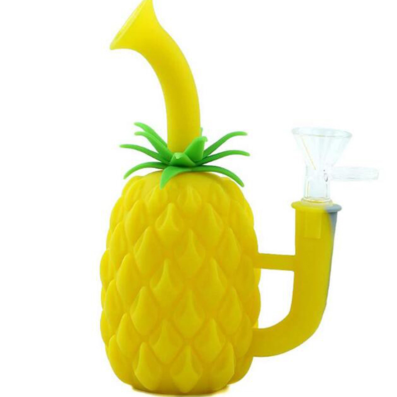 

7" Water Smoking Pipes Bong Smoke Grinder Silicone Hookah Colorful Pineapple Tobacco Pipe Cigarette Holder