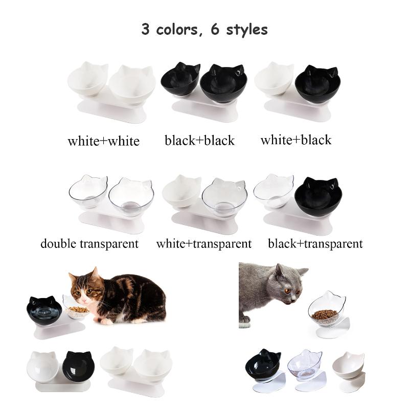 

Cat Bowls & Feeders Non-Slip Double Bowl With Stand Food Feeding Drinking For Dogs Cats Pet Raised Water Feeder Accessories