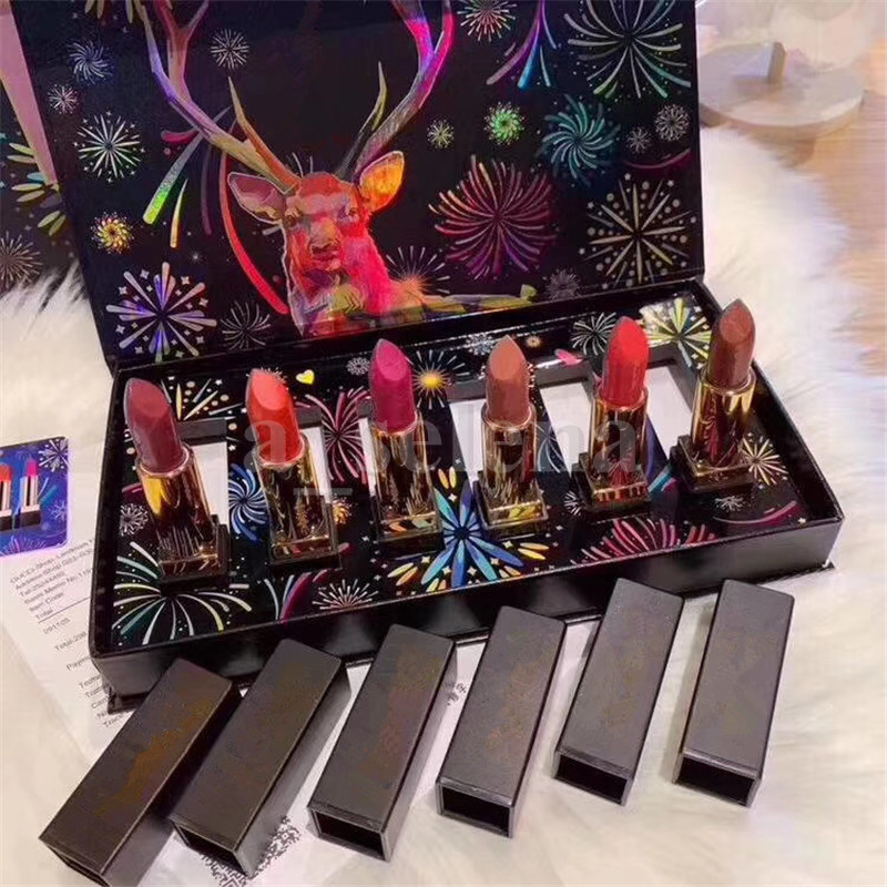 

Lip Makeup Matte lipstick sets 6 in1 Lips Collection Fireworks lipsticks make up set for Christmas gifts, Mixed color with logo