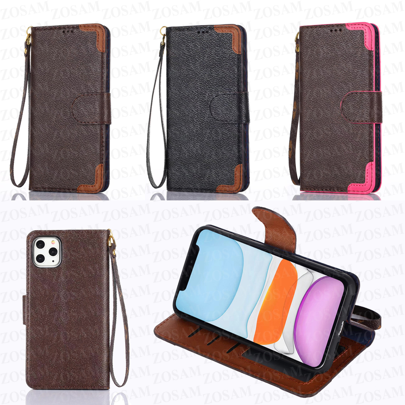 

Luxury Wallet Pouch Phone Cases for iPhone 13 13pro 12 Mini 11 Pro 11pro X Xs Max Xr 8 7 Plus Leather Folio Magnet Close Door Case Cover, Black flower