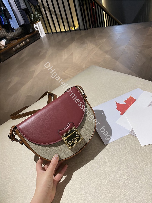 

Famous Designer Women Fashion bag Two-tone Patchwork Genuine Leather Cover Saddle Interior Zipper Pocket Casual Shoulder Bags, No bags