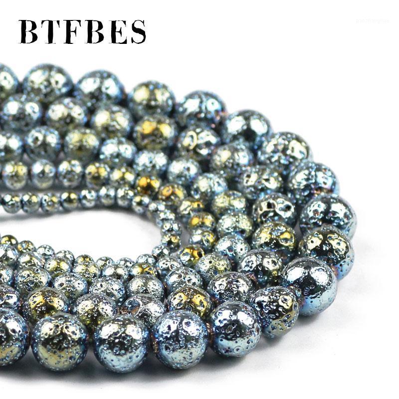 

Other Royal Green Yellow Volcanic Rock Stone Beads Natural Lava Hematite Round Loose Spacer For Jewelry Making DIY Bracelet 15''