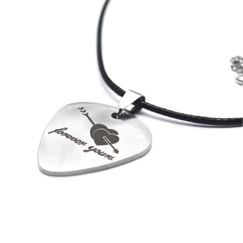 Pendant Necklaces Creative Forever Yours Couple Gift Guitar Picks Lettering Stainless Steel Necklace Female Jewelry-image-704840890