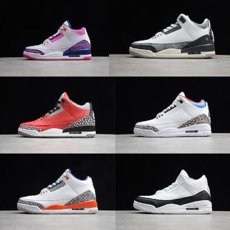

2021 New Laser Orange Fire Red 3s 3 Mens Basketball Shoes Fragment Knicks Rivals UNC Blue Pure White BLACK CEMENT Outdoor Sports Shoes, #19