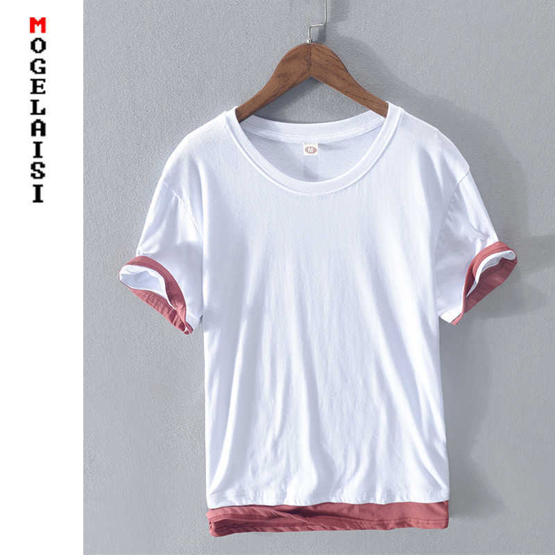 

fashion white t shirt men 100% cotton short sleeve O-neck tops summer breathable soft t-shirt man clothing 6color RC122 210629, Black