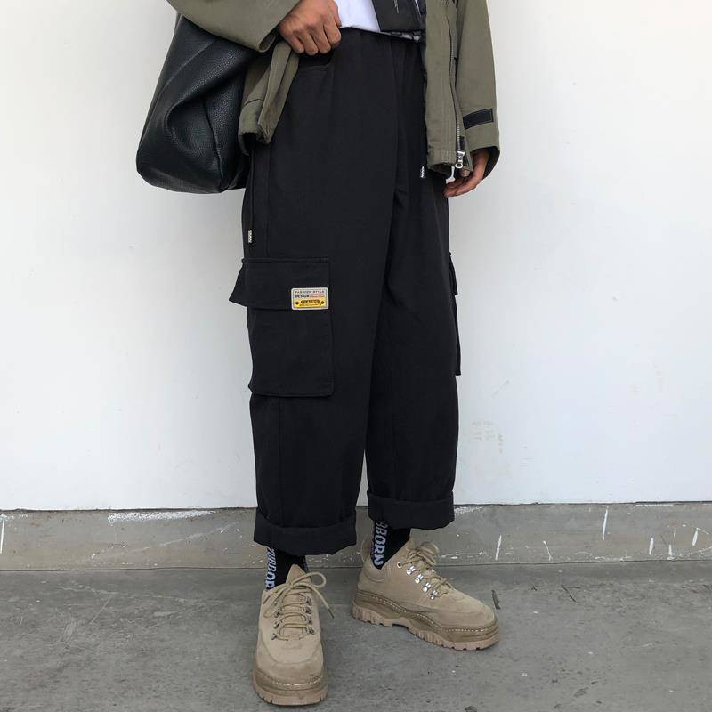 

2021 New De Carga Feminina Tornozelo-comprimento Hip Hop Calas Macias Harajuku Estilo Coreano Das Mulheres Na Moda Slido Bolsos Laterais Vp8