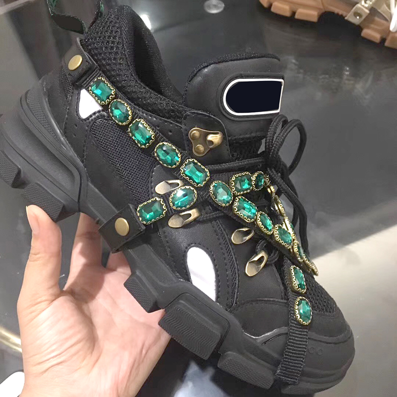 

2021 Men Designer Flashtrek Sneakers with removable crystals Casual Shoes Men Women Trainers platform Sneakers with box 57, Color 3