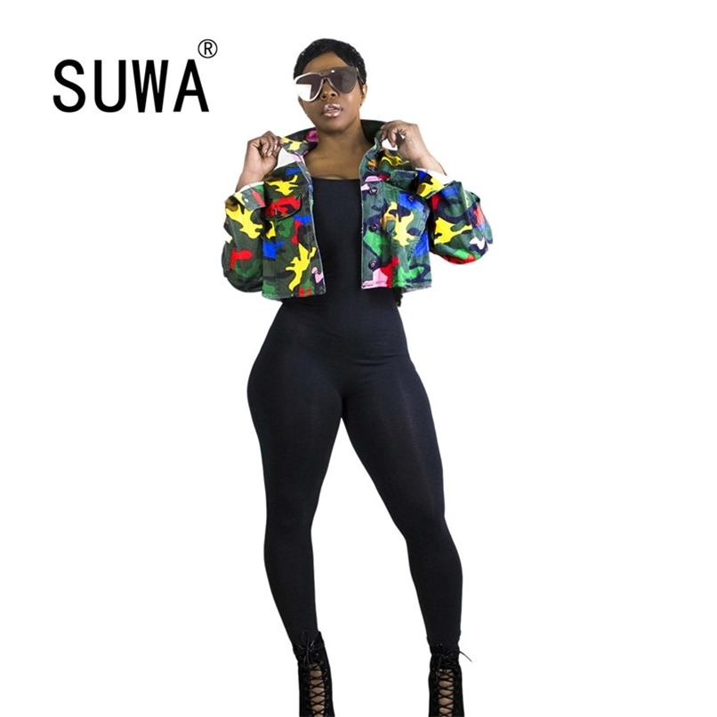 

Cool Girl Camouflage Printed Trendy Chic Women Coats And Jackets Autumn Winter Long Sleeve BF Style Streetwear Free 210525, Multi