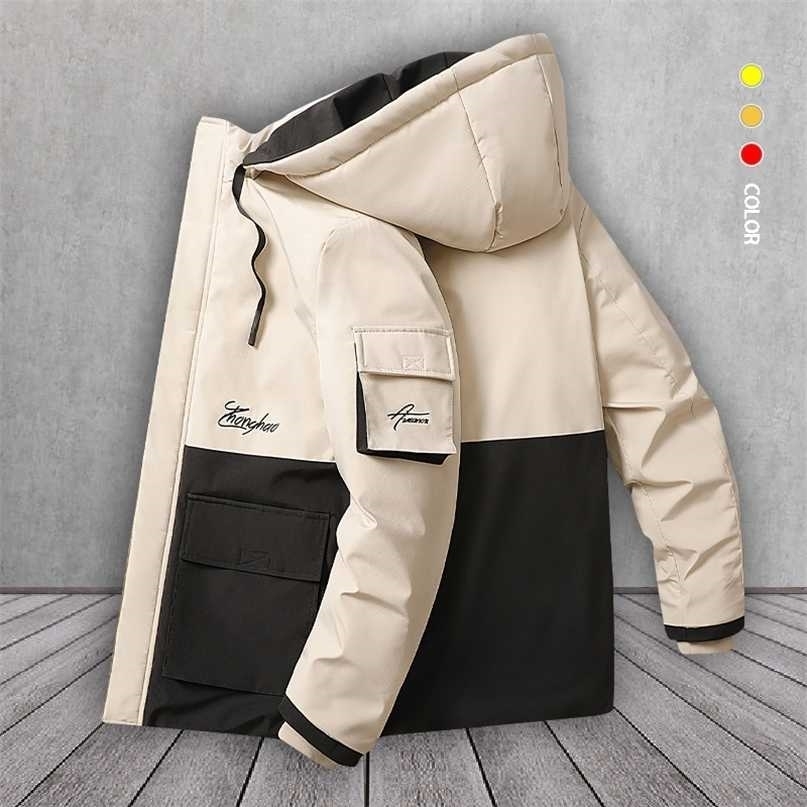 

Winter Jacket Men Thick Warm Parkas Jacket Men Hooded Solid Patchwork Windbreaker Male High Quality Coats Big Size M-6XL 211204, Cjw192khaki