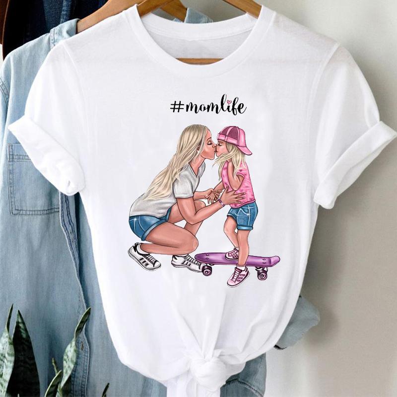 

Women' T-Shirt T-shirts Women 90s Sweet Time Girl Daughter Cartoon Mom Mother Mama Clothes Stylish Tshirt Top Lady Print Tee, Cz24114