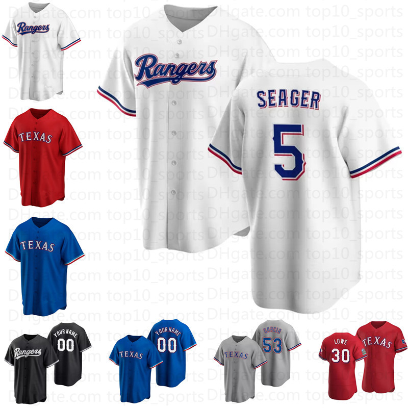 

2022 Corey Seager Rangers Texas Jersey Adolis Garcia Marcus Semien Jonah Heim Nathaniel Lowe DJ Peters Kyle Gibson Custom Replica Player Aut, Blue;black