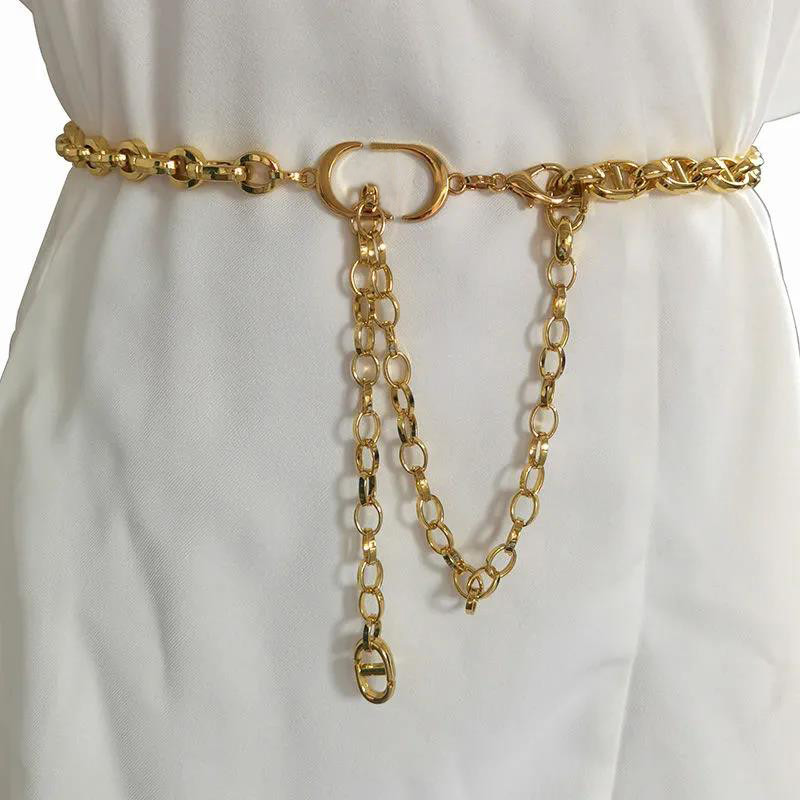 Laides Gold Silver Waist Chains Bronze Designer Belts For Women Fashion Metal Waistband Luxury Dress Accessories Letter D Chain Girdle Belt