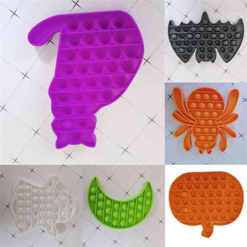

Sensory Halloween Theme Bubble Poppers Fidget Finger Puzzle Toys Cartoon Poo-its Rat Pumpkin Spider Cat Moon Ghost Hallowmas Image Push Popp