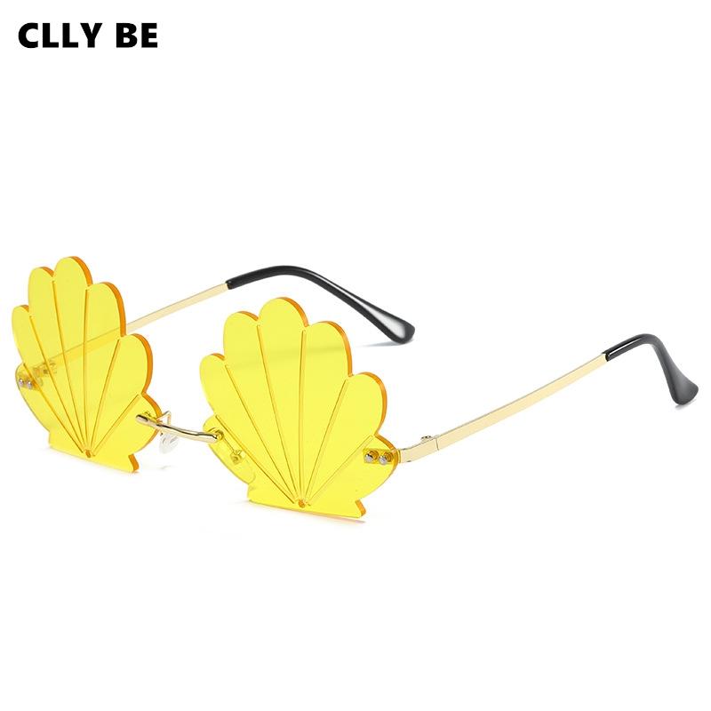 

Sunglasses Rimless Hawaiian Style Fashion Unique Shell Shape Female Gafas Shades Sun Glasses UV400 Oculos Feminino