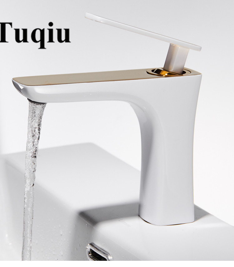 

2021 New Gold White Single Lever Hot and Cold Bathroom Basin Sink Faucet Mixer Brass Water Tap Mwm2